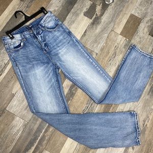 Fashion Nova Medium Wash Jeans 11/30 Straight Leg high rise straight
